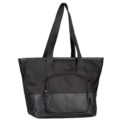Shopper TOM TAILOR "Viene", Damen, Gr. B/H/T: 40cm x 28cm x 13cm, schwarz, Nylon, clean, gepflegt, unifarben, Taschen Shopper, fein genarbtes Lederimitat trifft auf leichtes Nylon mit feinem Logo