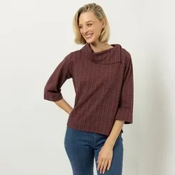 AMINATI® Pullover, 3/4-Arm Asymmetrischer Kragen Boxyform Seitenschlitze