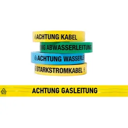 FLUID 20015 Ortungsband Gelb mit Aufdruck ACHTUNG GASLEITUNG Länge 250m