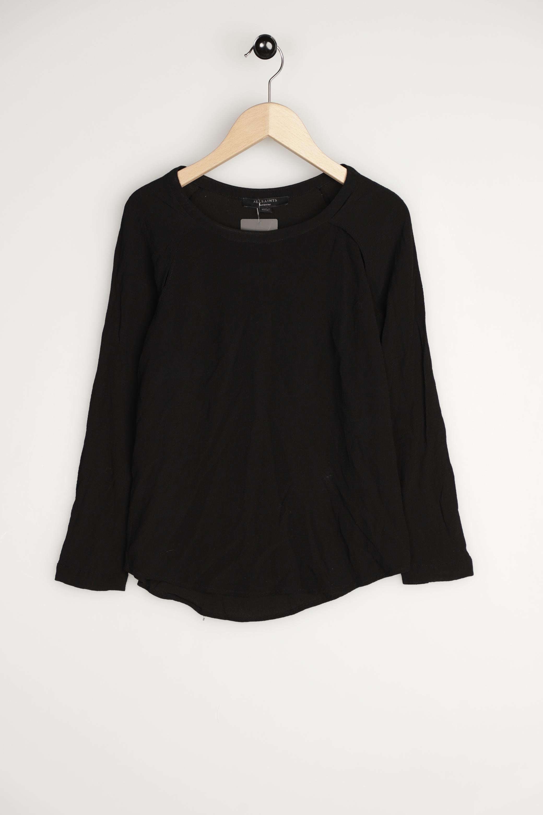 All Saints Damen Bluse, Schwarz, Gr. M, Viskose - Second Hand