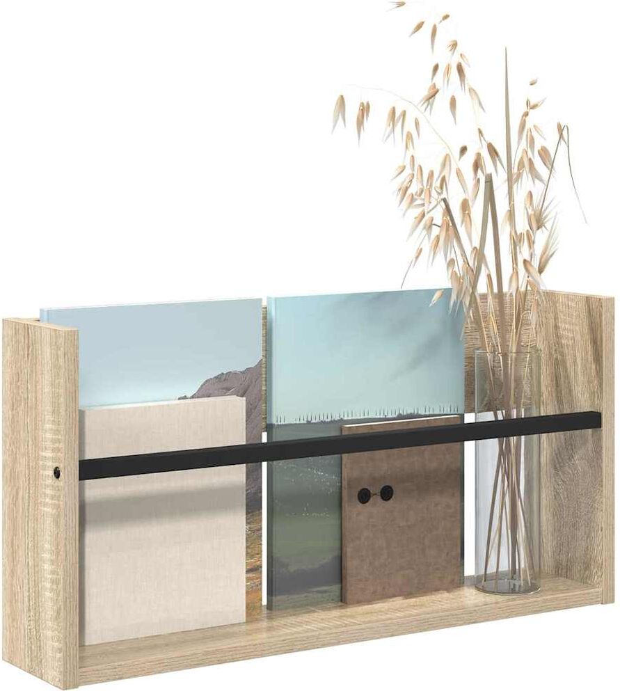 vidaXL Étagère à magazines avec étagère Chêne Sonoma 60 x 12 x 30 cm