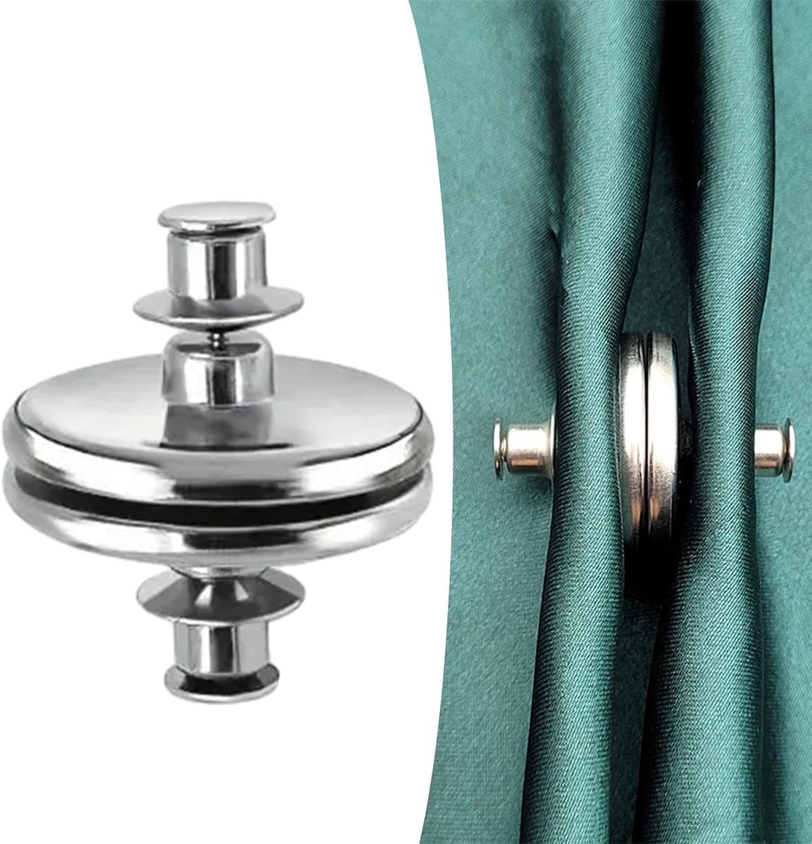 Magnetische gordijnhouders decoratieve gordijnknopen zilverwit