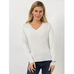 DINE 'N' DANCE Pullover, 1/1-Arm V-Ausschnitt Stick-Details figurumspielend