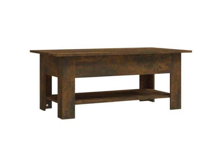 LASWWQMRF Couchtisch Räuchereiche 102x55x42 cm Holzwerkstoff Beistelltisch Zweistufiger Wohnzimmertisch in Räuchereiche-Optik mit Ablagefach für Zeitschriften und Snacks.