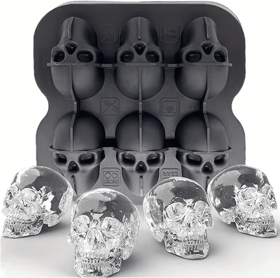 Inspire Curations 3D Skull Ice Ball Mold BPA Free Silicone Ice Cube Tray For Whiskey & Cocktails 6 Grid 1pc