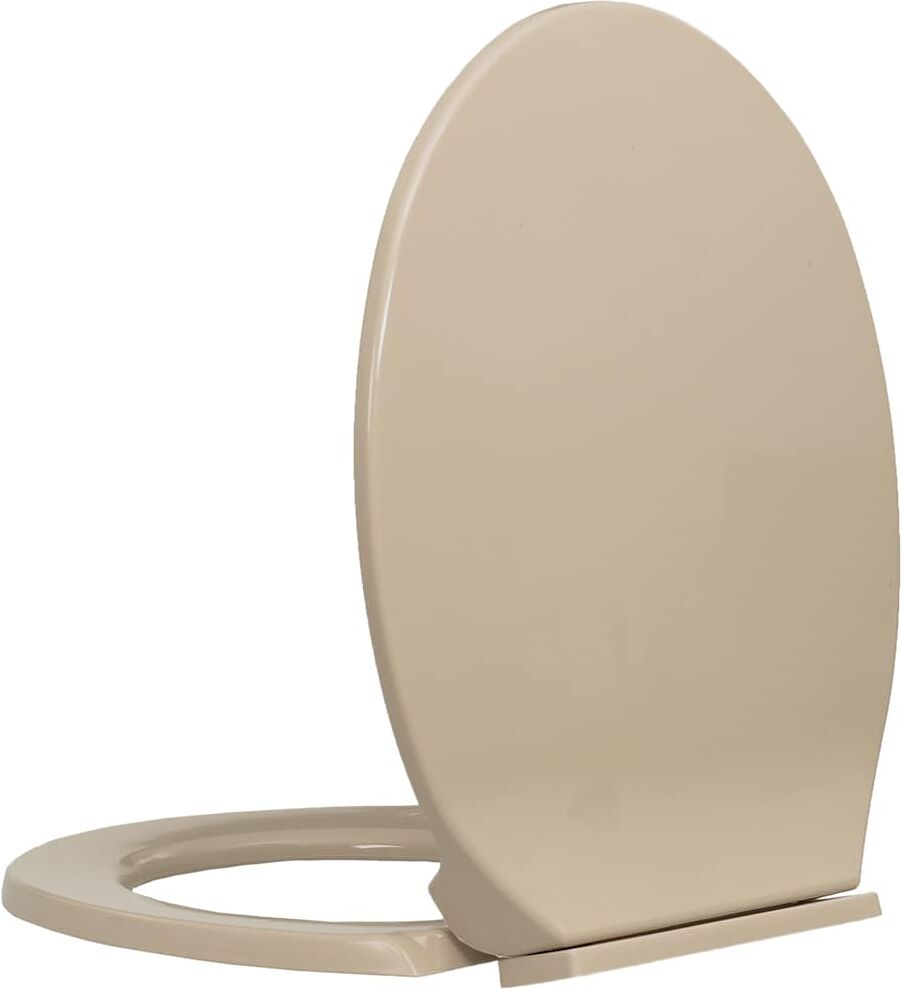 vidaXL Siège de toilette à fermeture en douceur Beige Ovale