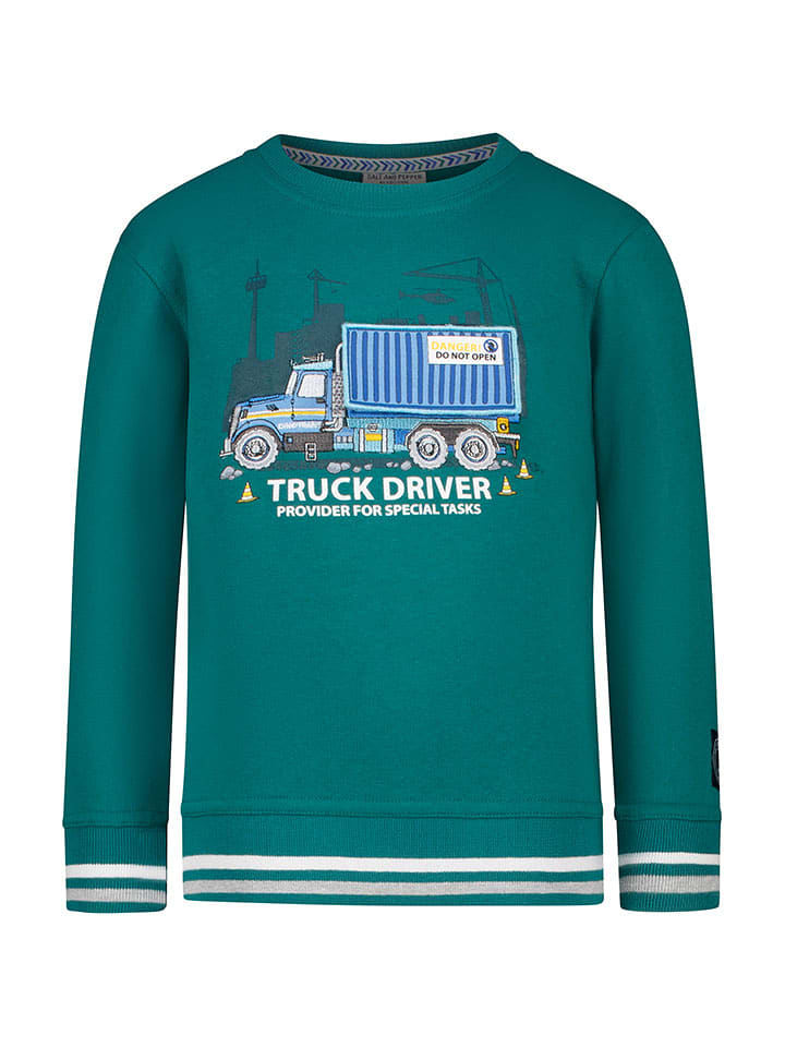 Salt and Pepper Sweatshirt "Truck" in Grün - 128/134