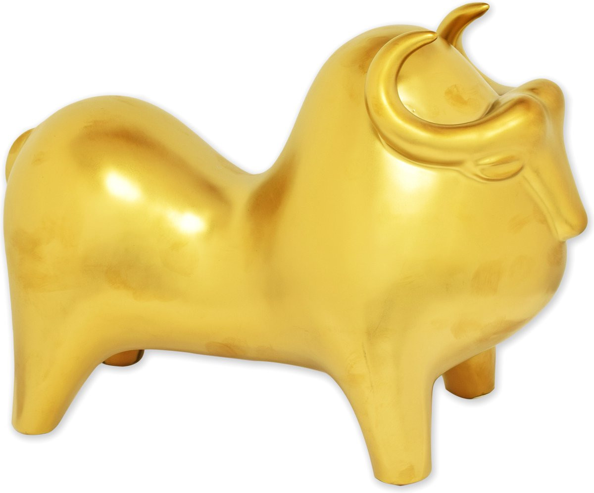 Wexdeco Keramisch Beeld Stier Goud Hoogte: 23 cm