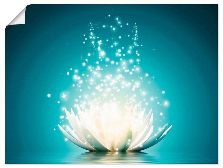 Wandbild ARTLAND Magie der Lotus-Blume , blau (farbe bild(er): blau), B:80cm H:60cm, Bilder, Wandbild, als Alubild, Leinwandbild, Poster in verschied. Grössen