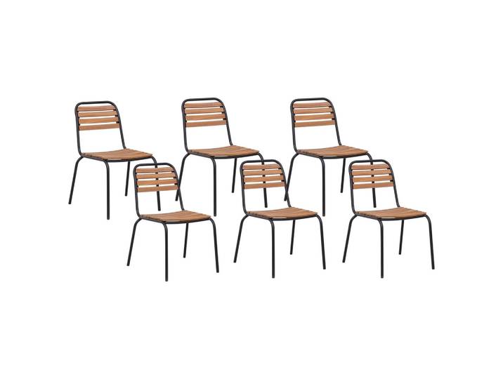 GARTENSTUHL 6er Set Heller Holzfarbton Vallese