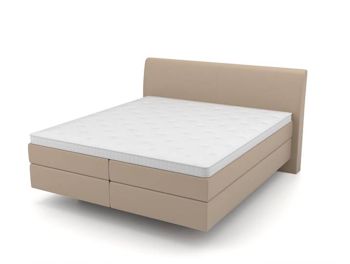 Boxspringbett 896 - Beige/Braun (Beige) - Vegan Leder