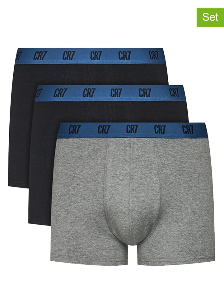 CR7 3er-Set: Boxershorts in Schwarz/ Grau - S