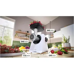 Bosch Hausgeräte MFWS607W, Fleischwolf, Weiss
