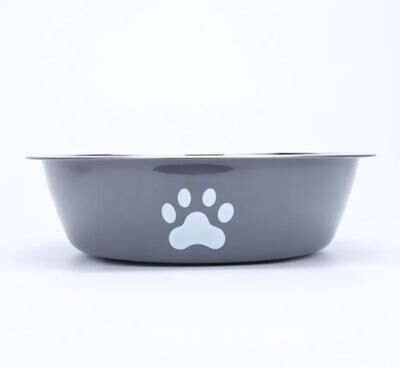 Uplift Essentials Anti Skid Stainless Steel Bowl High Performance Feeding Station With Integrated Silicone Base For Dogs & Cats gray 5.5 In (14 Cm)