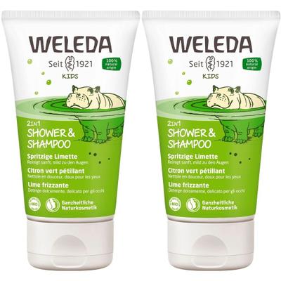 2x Weleda Kids 2in1 Shower & Shampoo spritzig.Limette 2x150 ml Duschgel
