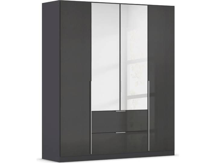 Drehtürenschrank, Graumetallic, 181x210x54 cm, Holzwerkstoff, Mit Außenschubkästen, Modern, Rauch