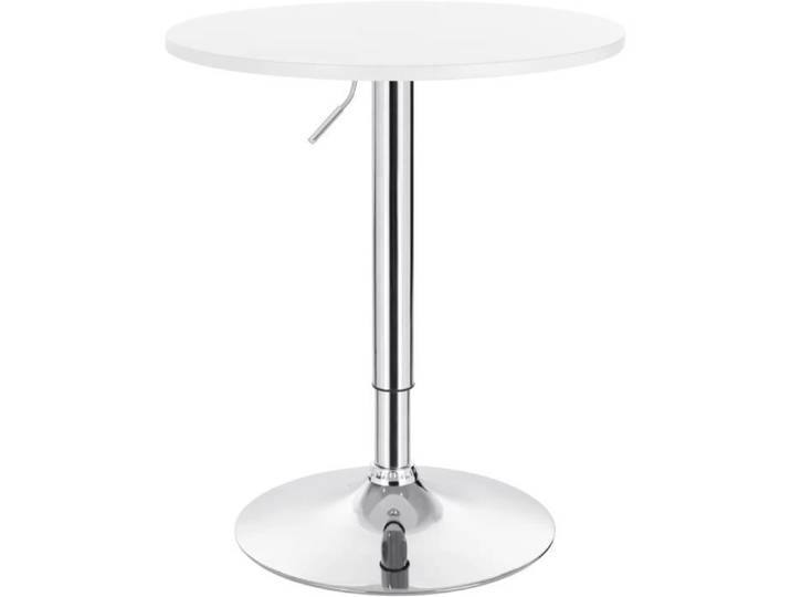 WOLTU 1 X Table de bar en MDF avec pied Table ronde Hauteur réglable Blanc