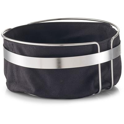 Brotkorb ZELLER PRESENT, schwarz, H:10,8cm Ø:22cm, Baumwolle, Metall, Lebensmittelaufbewahrungsbehälter, Brotkorb, mit Stofftasche