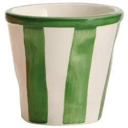 Zafferano Safranfarbenes 6er-Gläserset, Lido-Kollektion, gestreiftes Modell, grüne Farbe, handgefertigt in Italien, Civita Castellana