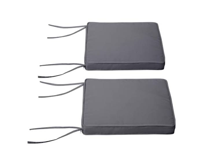Outsunny Lot de 2 Coussins de Chaise de Jardin 45L x 45l cm Gris Foncé Galette de Chaise Extérieur\, Coussins d'assise déhoussables\, Rembourrage 5 cm\, Tissu Polyester