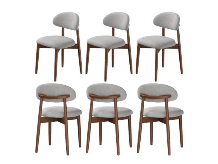 WOLTU Esszimmerstühle 6er Set Polsterstuhl Grau Massivholzbeine, Ergonomische Lehne, Chenille-Stoff, Für Kleine Wohnung, Für Esszimmer, Küche, Auch für Schminktisch