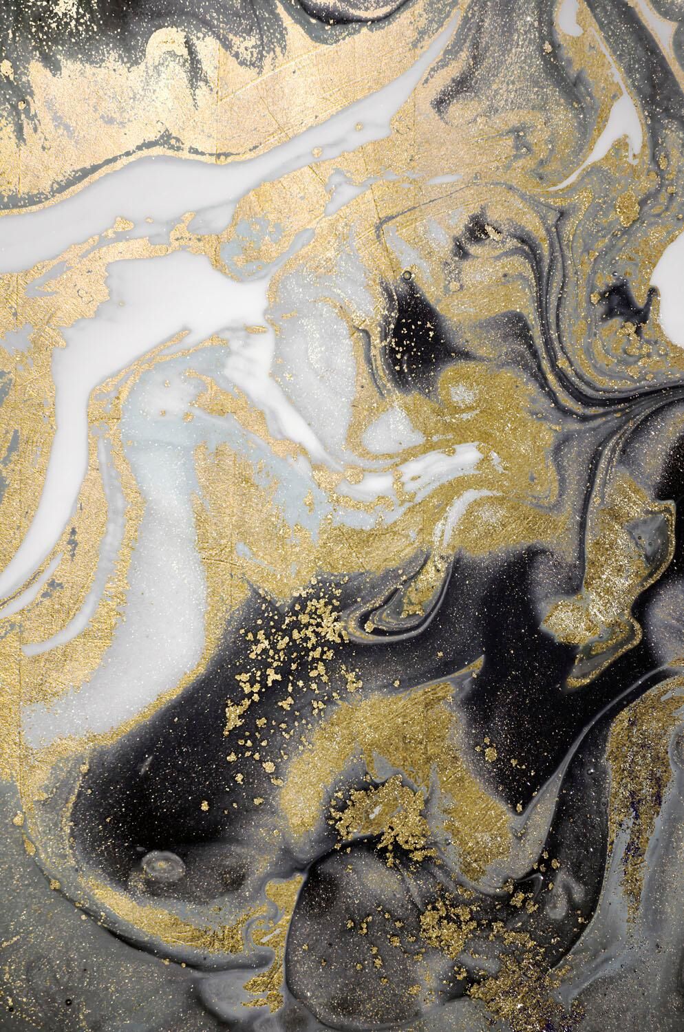 Acrylglasbild QUEENCE "Abstrakte Kunst", gold (farbe bild(er): goldfarben marmoriert), B:50cm H:75cm T:2,4cm, Bilder, Acrylglasbild, in Marmor-Optik farbe bild(er): goldfarben marmoriert B/H/T: 50cm x 75cm x 2,4cm, Acrylglasbild Abstrakt Gemälde Kunst kla