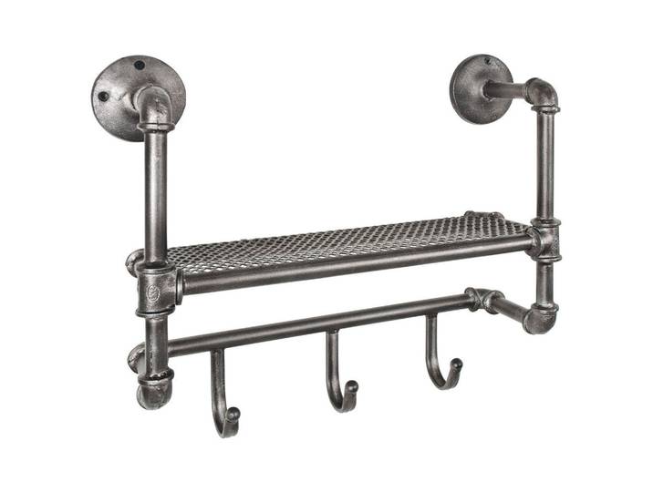 Wandgarderobe, Anthrazit, Metall, 53x41x16 cm, Garderobe, Garderobenpaneele, Wandgarderobe