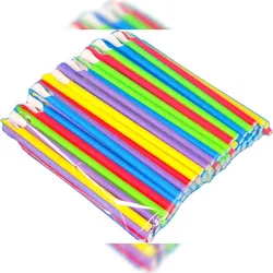 125 Bio Löffelhalme Papier Slushiehalme Jumbo 8mm dick 23cm lang bunt gemischt