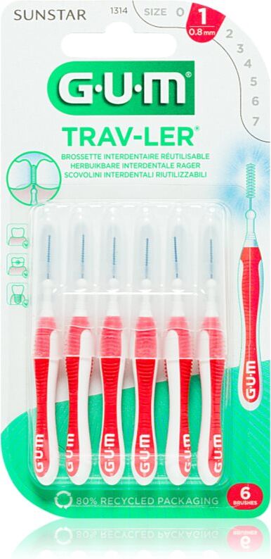 G.U.M Trav-Ler Interdental brossettes interdentaires 0,8 mm 6 pcs