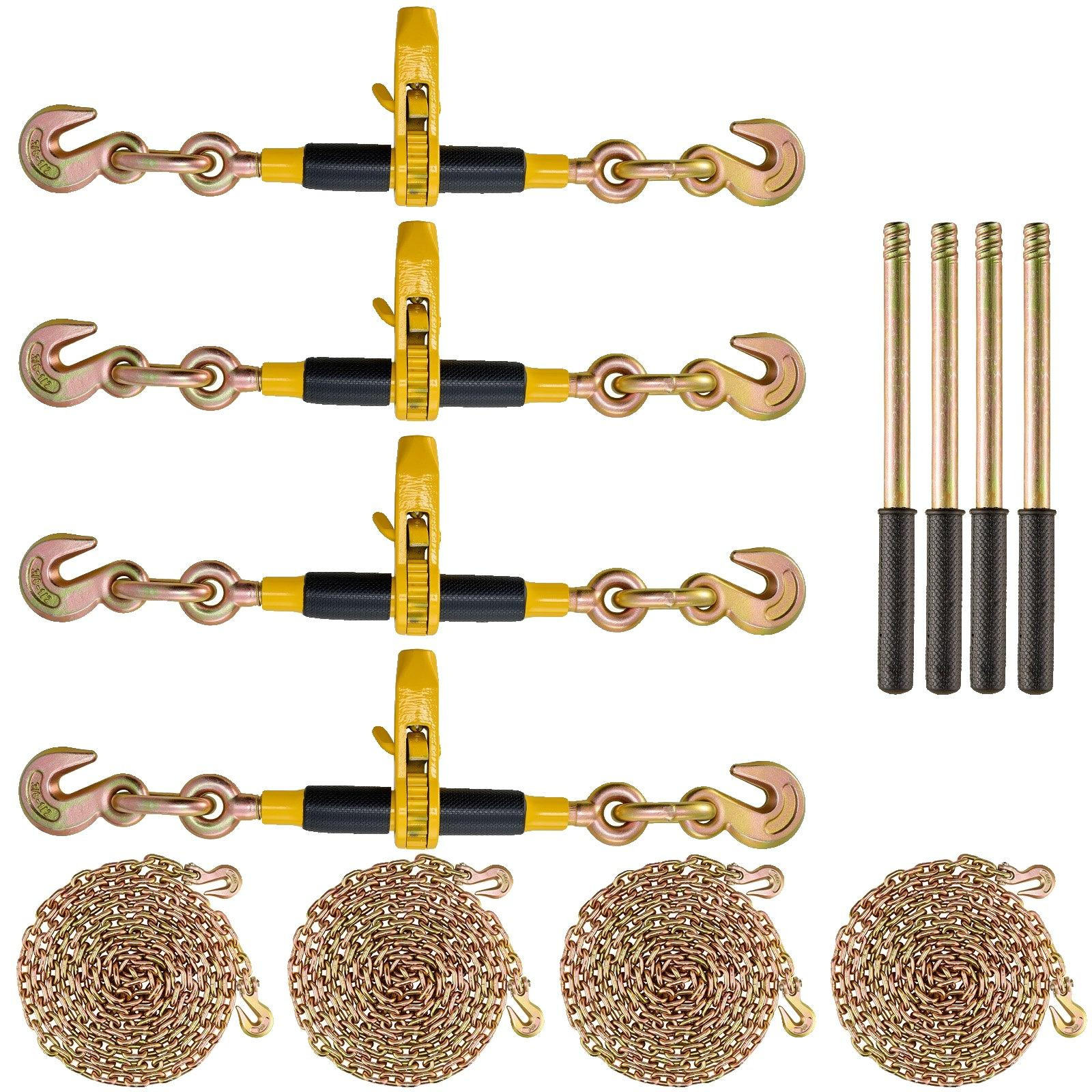 VEVOR Ratelkettingbinders G80-kettingen 5/16"-3/8", draagvermogen 3220 kg, set van 4 stuks
