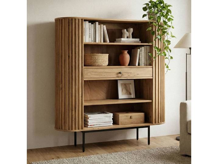 Bibliothèque en bois massif, marron