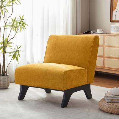 HUIMO Armless Accent Chair, Upholstered Comfy Modern Living Room Accent Lounge Chair with Pillow & Wooden Legs Accent Chair