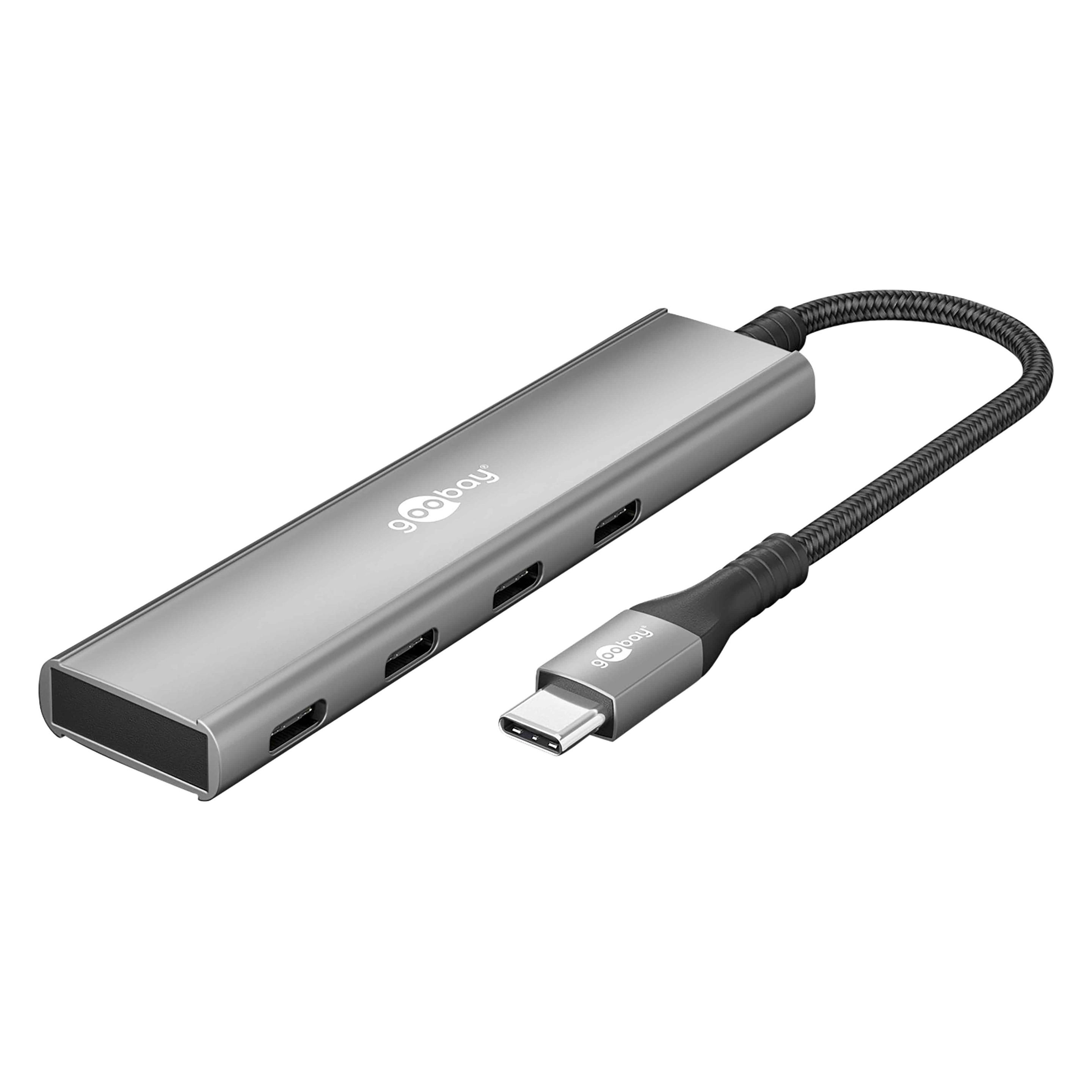 Goobay Slim 4-Port USB-Hub, USB-C auf USB-C, 5 Gbit/s (USB-C, 4 Ports) (76564)