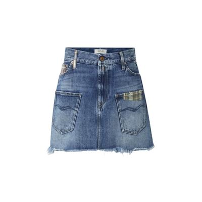 Minirock REPLAY "Replay Röcke FP", Damen, Gr. 29, blau (medium blau), 100% Baumwolle, unifarben, normal, Röcke Minirock