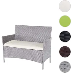 Poly-Rattan Gartenbank Halden, Sitzbank Bank ~ grau, Kissen creme