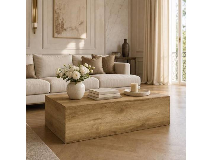 Table basse - Zephmum - rectangulaire bois clair 90x50x30 cm MDF