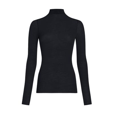 Pyjama HUNKEMÖLLER "super soft Turtleneck shirt with Cashmere", Damen, Gr. M, schwarz, 85% Modal, 10% Kaschmirwolle, 5% Elasthan, Homewear-Sets Pyjama