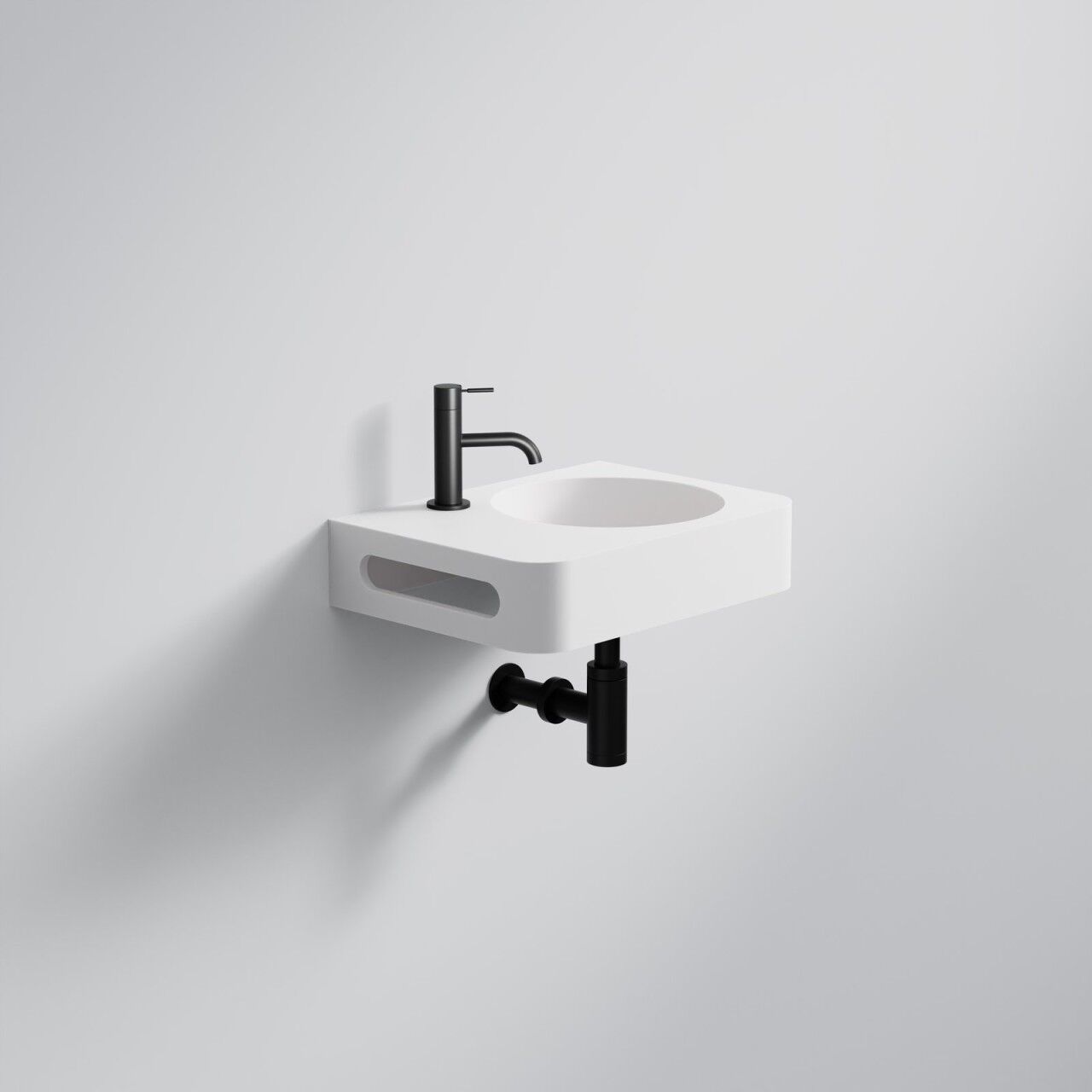 Steinberg Serie 449 Waschtisch Wandwaschtisch aus Mineo Stone, matt white, 449 7100 W 449 7100 W