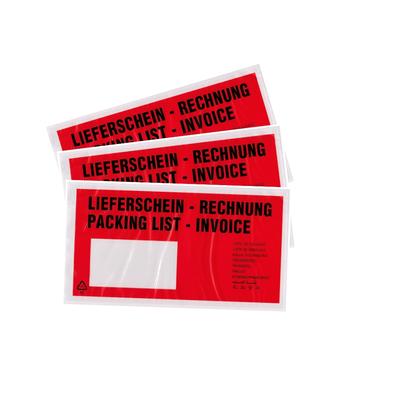 baytronic Dokumententaschen, DIN lang, rot schwarz bedruckt "Lieferschein/Rechnung" (1000 Stück)