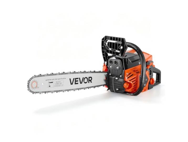 VEVOR Tronçonneuse Thermique 62 cm³ 2\,7 kW Scie à Chaîne à Essence 2 Temps Pour Coupe du Bois\, Élagage\, Défrichage\, avec Guide-chaîne 508 mm\, Starter Synchronisé à l'Accélérateur\, Double Réservoir