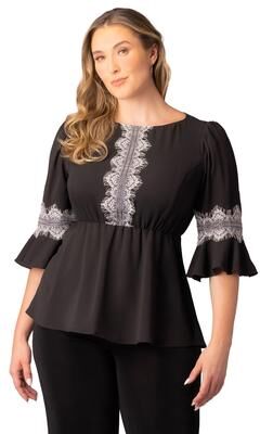 KIYONNA Chateau Lace Trim Top