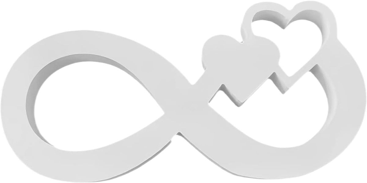 Hart Decoratie Oneindig Symbool met Fotolijst - Wit - 20 x 10 cm
