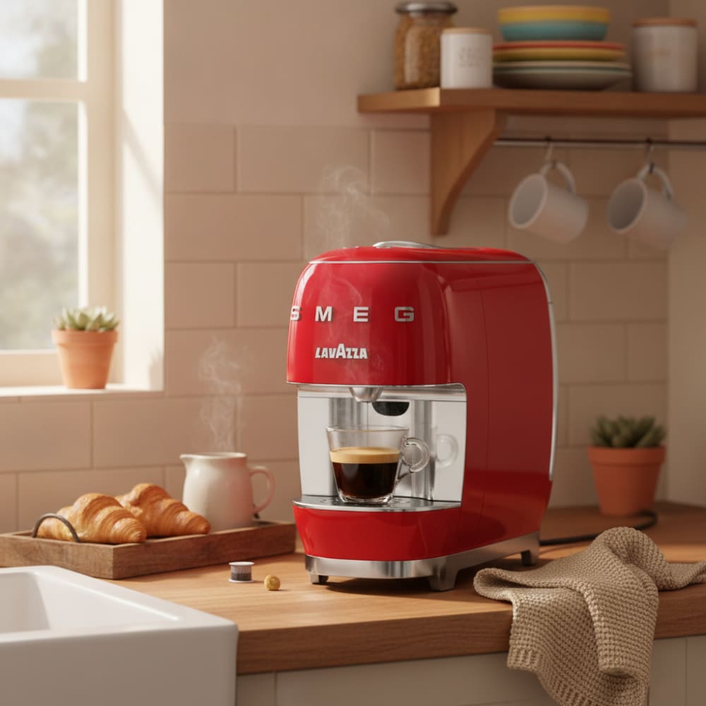 Machine à café dosette lavazza 0,9l rouge smeg Rouge 16x29x37cm