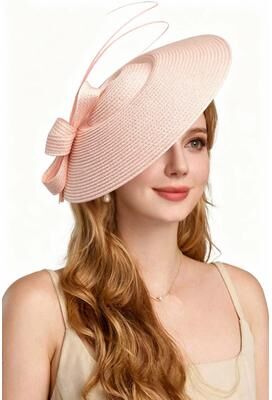 Daily Deals Depot Elegant Kentucky Derby Hat Wide Brim Fascinator For Weddings, Tea Parties & Special Occasions peach