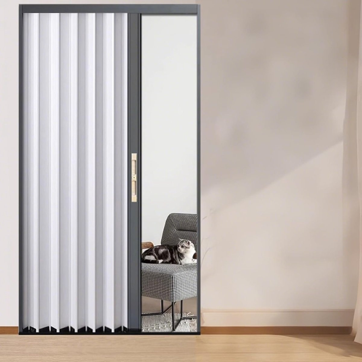 Wit Aluminium Harmonicadeur Binnen - Waterdichte Vouwdeur voor Ruimtebesparing - 70 x 220 cm