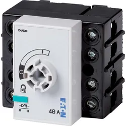 Eaton 1314104 Lasttrennschalter, DCM, 40 A, 3P + N (nicht schaltbar), STOPP-Funktion optional, ohne Drehgriff und Antriebsachse, Horizontalanschluss
