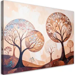 LEINWANDBILD Bäume Abstraktion Landschaft Beige 60x40cm