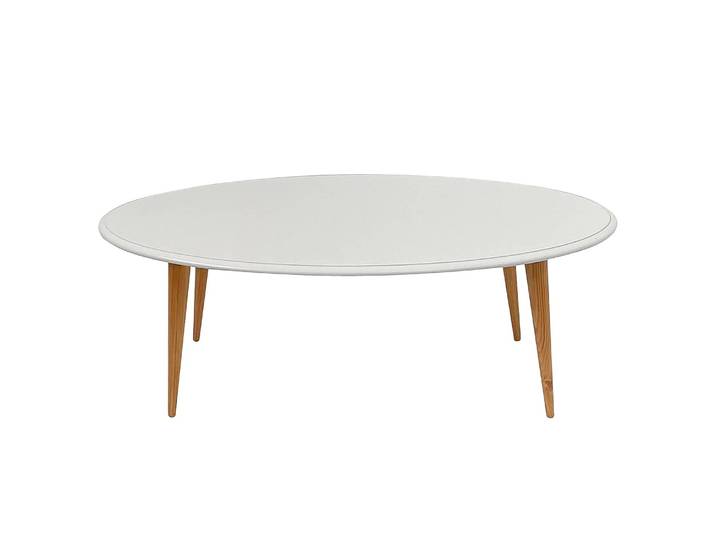 Couchtisch oval 120 x 45 x 60cm Weiß