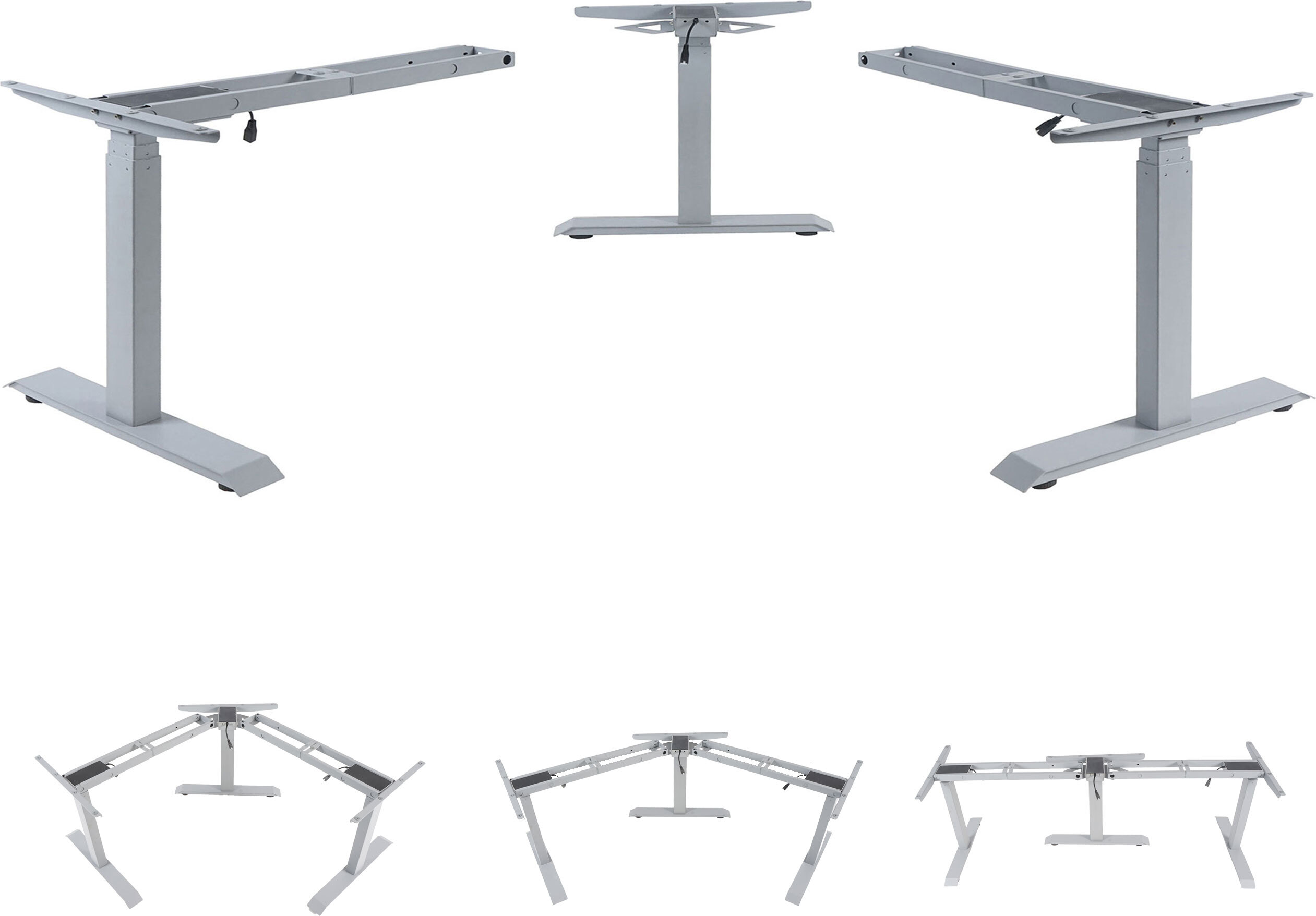 3in1 Gestell HWC-D40, variables Tischgestell, elektrisch höhenverstellbar Memory 47kg grau