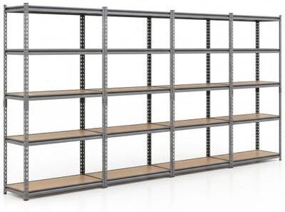 Costway 5-Tier Garage Shelving Unit 2200 LBS Metal Storage Shelves Adjustable Utility Rack for Warehouse-Set of 4